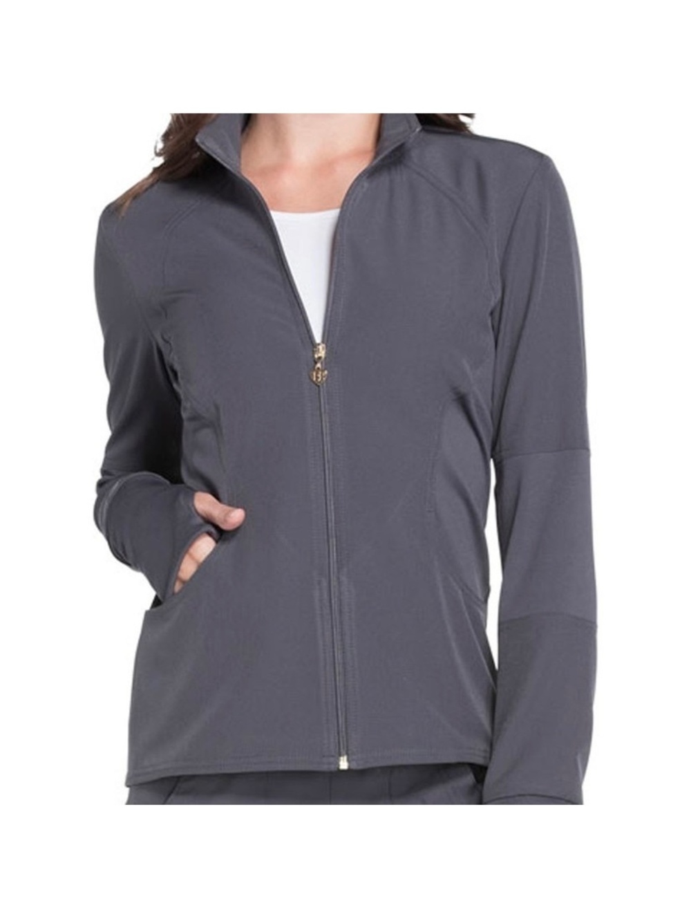 Heartsoul HeartSoul Break On Through Women Warm Up Scrubs Jacket Pewter gray